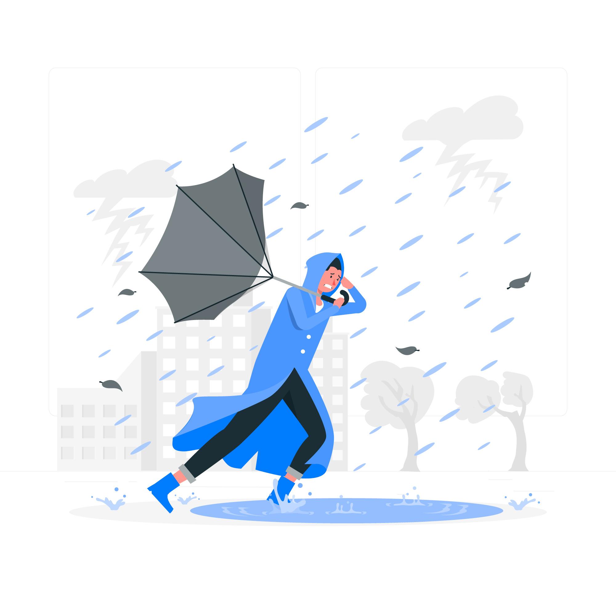 Imágen fuerte viento y lluvia